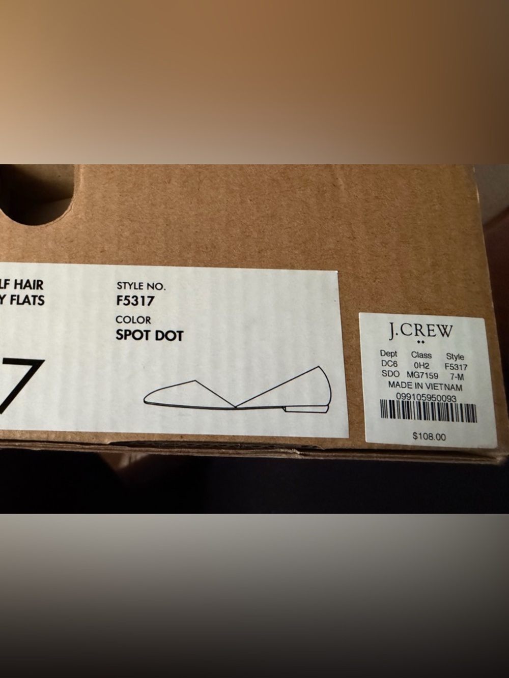 J Crew Spot Dot Zoe Calf Hair D’Orsay Flats - Tan/Black, Size 7. - Picture 12 of 12